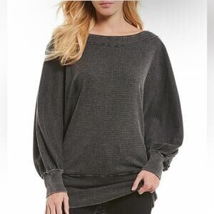 WE THE FREE Waffle Knit Dolman Sleeve Oversized Thermal Top Size S